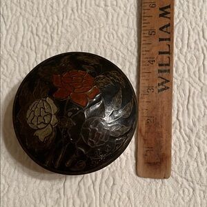 Floral Decorative Round Brass box
